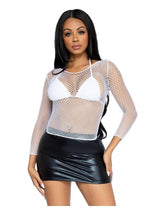 Load image into Gallery viewer, Leg Avenue Spandex Long Sleeved Industrial Net Shirt - White - One Size
