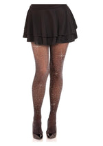 Load image into Gallery viewer, Leg Avenue Spandex Lurex Rhinestone Tights - Black/Silver - One Size
