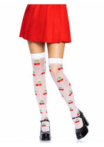 Load image into Gallery viewer, Leg Avenue Spandex Sheer Polka Dot Cherry Thigh Highs
