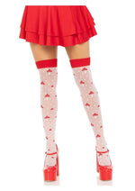 Load image into Gallery viewer, Leg Avenue Spandex Sheer Polka Dot Mushroom Thigh Highs - Red/White - One Size
