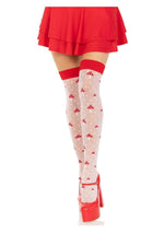 Load image into Gallery viewer, Leg Avenue Spandex Sheer Polka Dot Mushroom Thigh Highs
