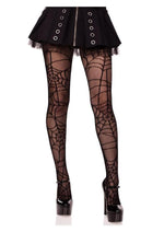 Load image into Gallery viewer, Leg Avenue Spiderweb Net Tights - Black - One Size
