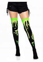 Load image into Gallery viewer, Leg Avenue Splatter Thigh Highs - Green/Red - One Size
