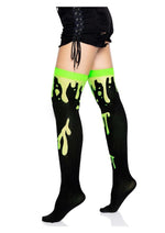 Load image into Gallery viewer, Leg Avenue Splatter Thigh Highs - Green/Red - One Size
