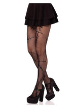 Load image into Gallery viewer, Leg Avenue Stiched Up Net Tights - Black - One Size
