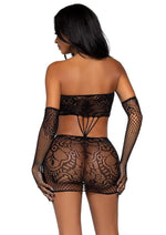 Load image into Gallery viewer, Leg Avenue Strappy Lace Tube Dress and Matching Gloves - Black - One Size - 2 Pieces