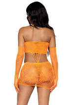 Load image into Gallery viewer, Leg Avenue Strappy Lace Tube Dress and Matching Gloves - Orange - One Size - 2 Pieces