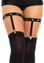 Load image into Gallery viewer, Leg Avenue Studded Elastic Garter Suspender - Black - One Size