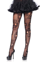 Load image into Gallery viewer, Leg Avenue Sugar Skull Net Pantyhose - Black - Queen/XLarge/XXLarge
