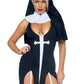 Leg Avenue Sultry Sinner Dual Slit Garter Dress with Vinyl Cross Detail, Vinyl Collar, and Nun Habit - Black/White - Large - 3 Piece