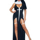 Leg Avenue Sultry Sinner Dual Slit Garter Dress with Vinyl Cross Detail, Vinyl Collar, and Nun Habit - Black/White - Small - 3 Piece