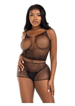 Load image into Gallery viewer, Leg Avenue Twist Net Tank Top and Boy Shorts - Black - One Size - 2 Piece