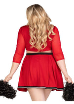 Load image into Gallery viewer, Leg Avenue Varsity Babe Set Crop Top with Cheer Logo, Pleated Skirt, and Pom Poms (3 Piece) - 1x/2x
