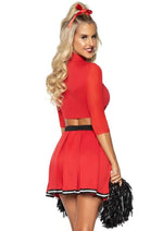 Load image into Gallery viewer, Leg Avenue Varsity Babe Set Crop Top with Cheer Logo, Pleated Skirt, and Pom Poms

