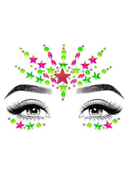 Leg Avenue Vibe Neon Black Light Face Jewels Stickers and Body Glitter (2 Packets - Multicolor