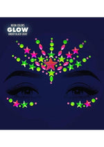 Load image into Gallery viewer, Leg Avenue Vibe Neon Black Light Face Jewels Stickers and Body Glitter (2 Packets - Multicolor
