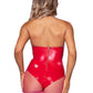 Leg Avenue Vinyl Boned Bodysuit - Red - Small