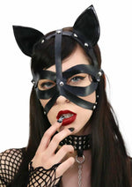 Load image into Gallery viewer, Leg Avenue Wet Look Harness Cat Mask - Black