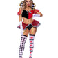 Leg Avenue Wicked Wonderland Queen Tow-Tone Boned Crop Top with Stay Up Collar and Broach Accent, Garter Panty with Peplum Skirt, and Crown Headband