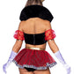 Leg Avenue Wicked Wonderland Queen Tow-Tone Boned Crop Top with Stay Up Collar and Broach Accent, Garter Panty with Peplum Skirt, and Crown Headband