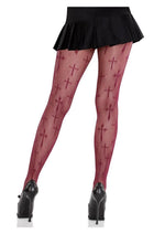 Load image into Gallery viewer, Leg Avenue Worship Me Cross Net Tights
