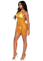 Load image into Gallery viewer, Leg Avenue Woven Net Twist Halter Mini Dress