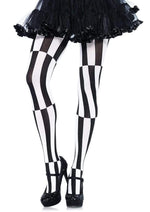Load image into Gallery viewer, Leg Avenue Woven Opaque Striped Optical Illusion Pantyhose - Black/White - Queen/XLarge/XXLarge

