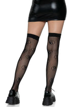 Load image into Gallery viewer, Leg Avenue Ying Yang Fishnet Thigh Highs - Black - One Size
