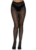 Load image into Gallery viewer, Leg Avenue Zebra Net Tights - Black - One Size
