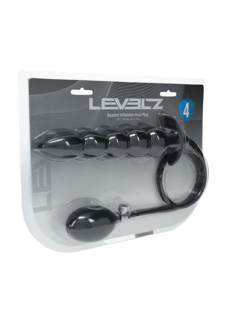 Levelz Beaded Inflatable Silicone Anal Plug - Black