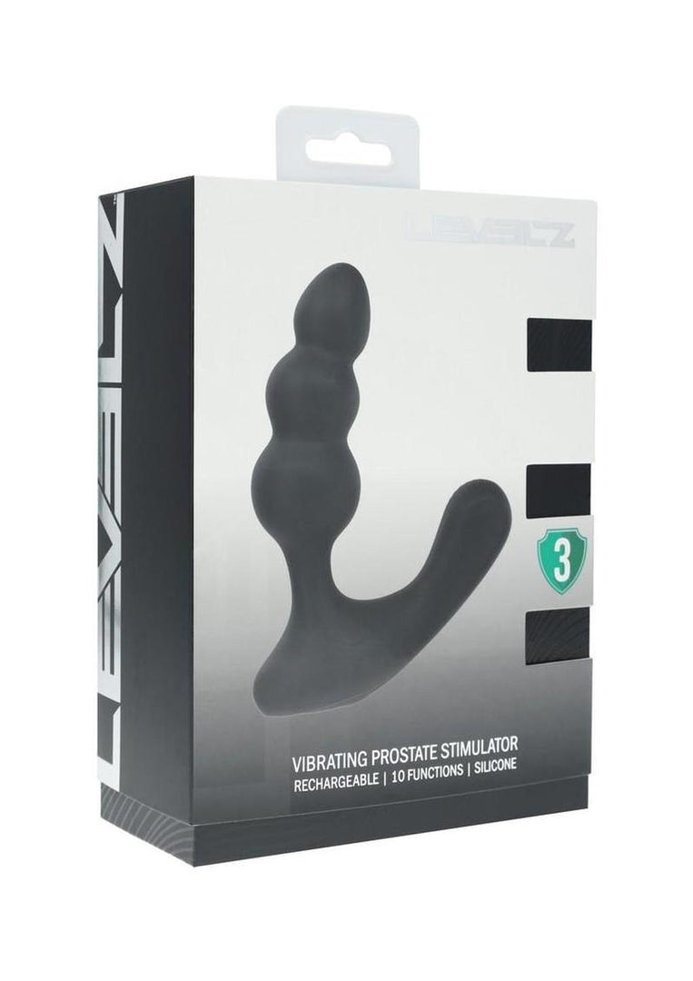 Levelz Beaded Vibrating Silicone Rechargeable Prostate Stimulator - Black