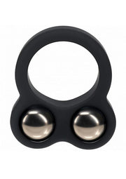 Levelz Liquid Silicone Double Weighted Ball Cock Ring - Black
