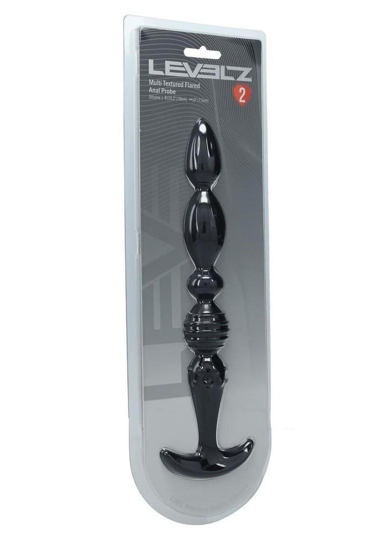 Levelz Multi Textured Silicone Flared Anal Probe - Black