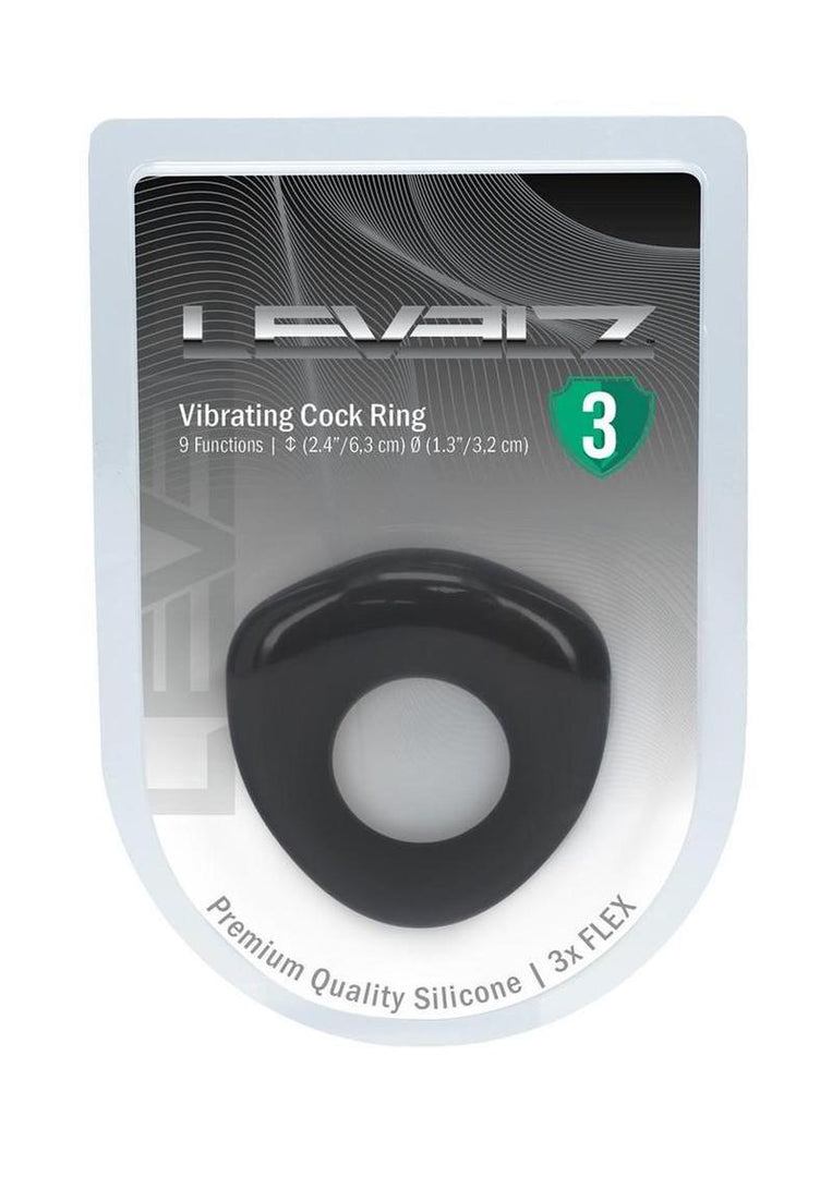 Levelz Sealed Liquid Silicone Rechargeable Vibrating Cock Ring - Black