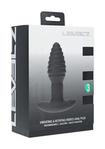 Load image into Gallery viewer, Levelz Vibrating and Rotating Ribbed Silicone Rechargeable Anal Plug with Remote Control - Black
