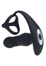 Load image into Gallery viewer, Levelz Vibrating and Thrusting Silicone Rechargeable Prostate Massager with Tri O Cock Ring - Black
