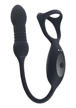 Load image into Gallery viewer, Levelz Vibrating and Thrusting Silicone Rechargeable Tri O Cock Ring with Prostate Stimulator - Black
