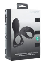 Load image into Gallery viewer, Levelz Vibrating Silicone Rechargeable Cock and Ball Ring with Shaft Loop - Black
