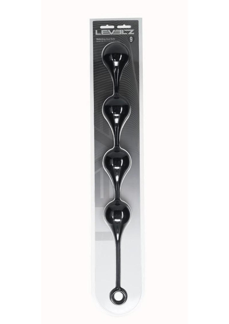 Levelz Waterdrop Silicone Anal Balls - Black - XXLarge - 60mm