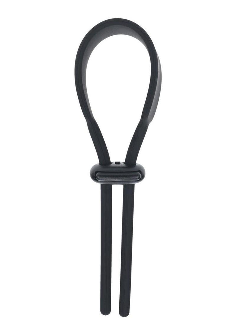 Levelz Wide Adjustable Silicone Lasso Cock Ring - Black - 5mm