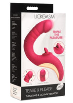 Load image into Gallery viewer, Lickgasm Tease and Please Rechargeable Silicone Thrusting Andamp; Licking Vibrator - Pink