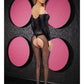 Long Sleeve Lace Bodystocking - Black - One Size