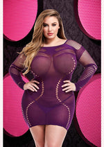 Load image into Gallery viewer, Long Sleeve Mini Dress - Purple - Queen