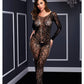 Longsleeve Crotchless Bodystocking - Black - One Size