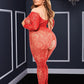 Longsleeve Crotchless Bodystocking - Red - Queen