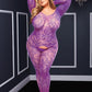 Longsleeve Crotchless Bodystocking - Purple - Queen