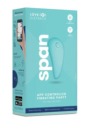 Love Distance Span App Controlled Rechargeable Panty Vibe - Aqua/Blue - One Size