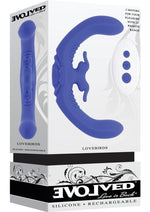 Load image into Gallery viewer, Lovebirds Rechargeable Silicone Dual Vibrator with Remote Control - Blue
