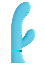 Load image into Gallery viewer, Loveline Mystique 10 Function Rechargeable Silicone Ribbed Rabbit - Blue
