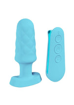 Load image into Gallery viewer, Loveline Velvet Rechargeable Silicone Vibrating Plug with Remote Control - Blue
